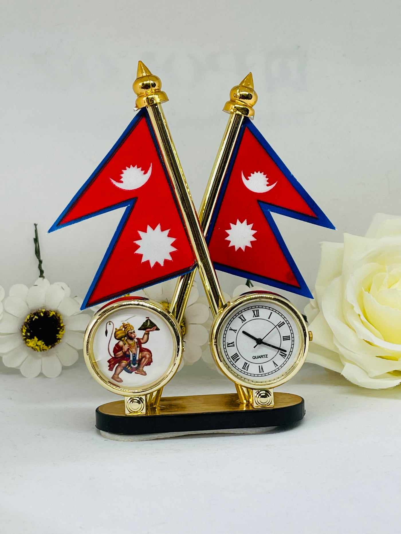 Nepal Flag with God and Clock (For car or for decorations)