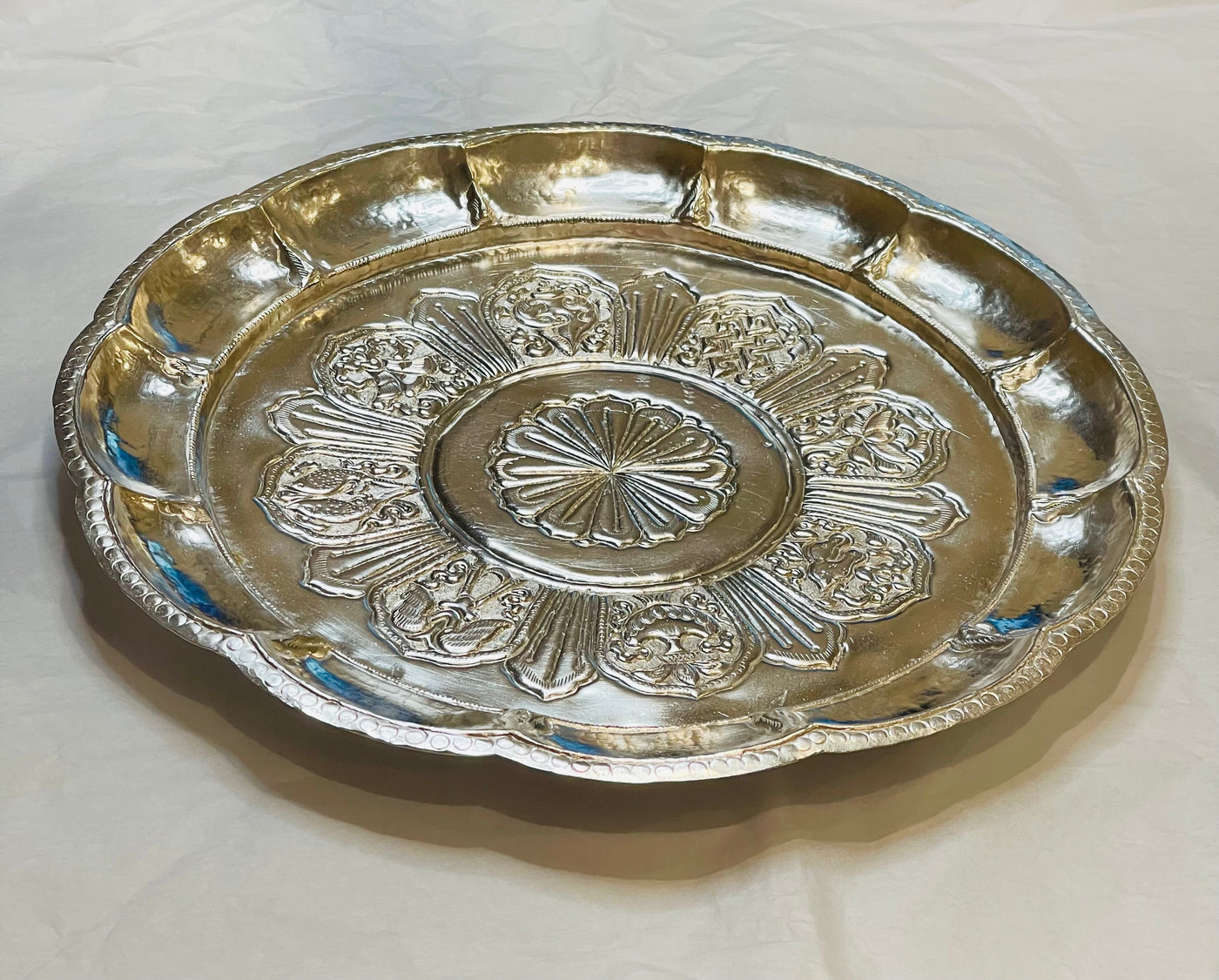 Cooper Silver Plated Thali only (27 cm)