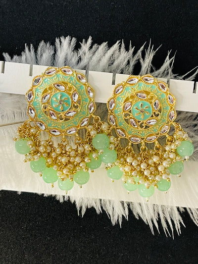 Short Meenakari Kundan earrings