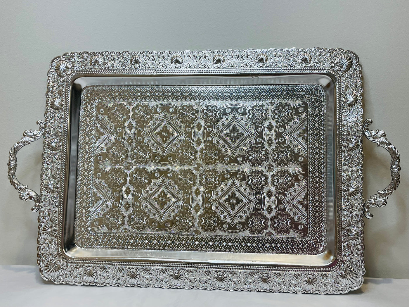 Silver Imitation Aluminium big tray and silver coated (44 cm x 33 cm)