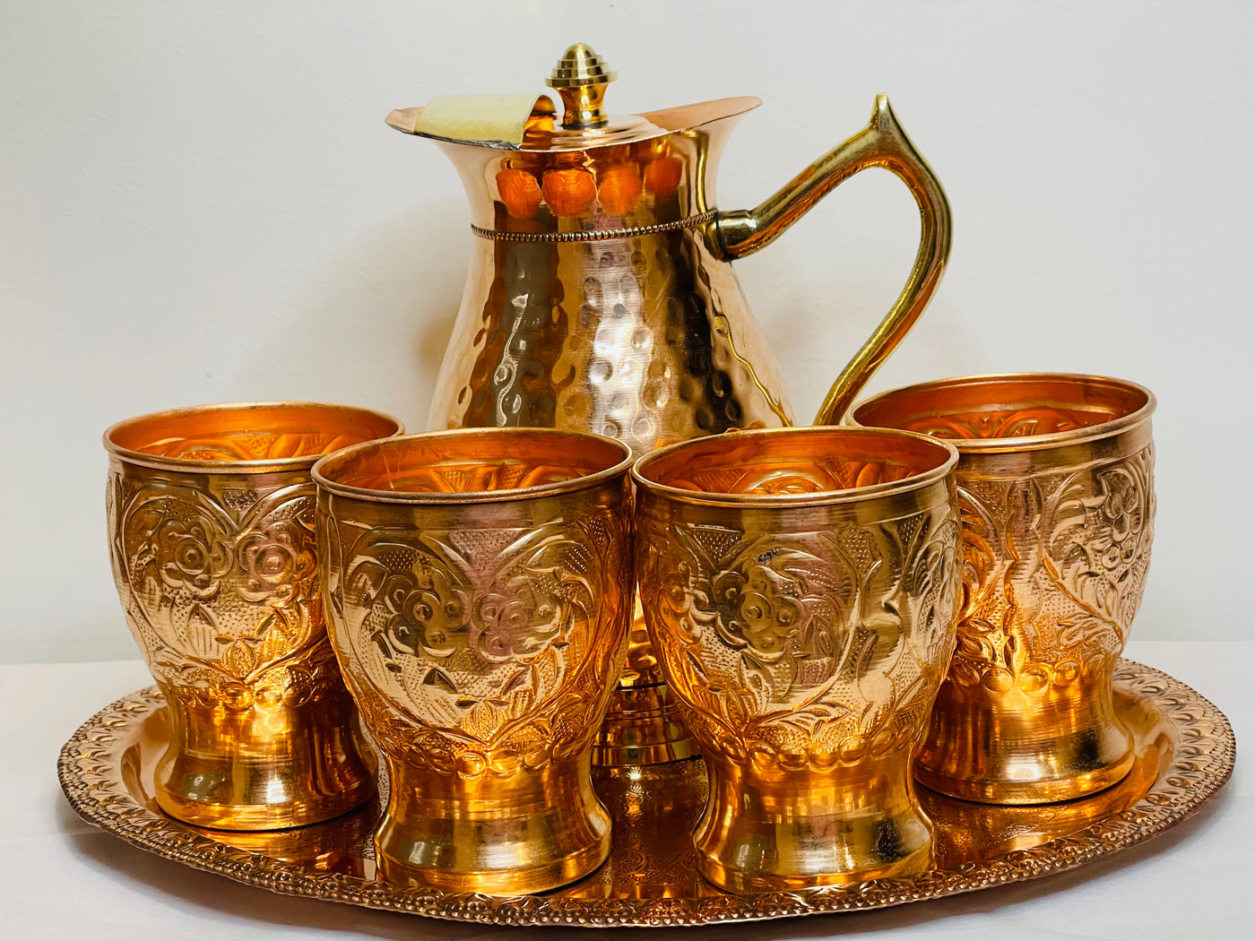Copper Set (1 jug, Glass 4, 1 tray)